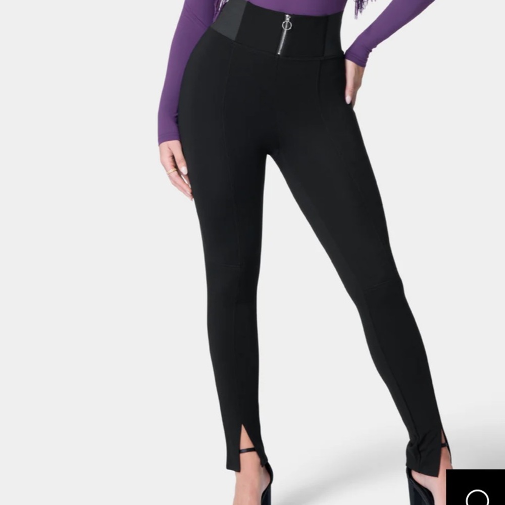 Bebe Black High-Waisted Slit Front Legging Pants